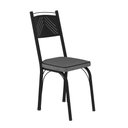 Ver imagem 2 de Conjunto Mesa de Jantar com 6 Cadeiras 151 Malva Tampo Vidro 140cm Sf Preto Assento Andorinha - Comb