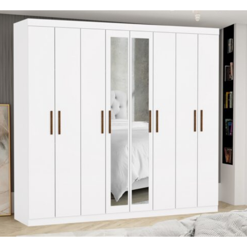 Guarda Roupa Rubi 8 Portas com Espelho Branco - Carioca