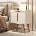 Ver imagem 1 de Mesa de Cabeceira Denise 1 Gaveta 1 Porta Pés Palito Off White - Comprar Moveis em Casa