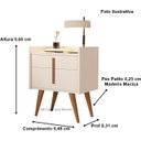 Ver imagem 3 de Mesa de Cabeceira Denise 1 Gaveta 1 Porta Pés Palito Off White - Comprar Moveis em Casa
