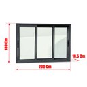 Ver imagem 4 de Janela Alumínio Elite 3 Folhas Moveis 1/3 100 x 200 V.Liso Preto Brimak