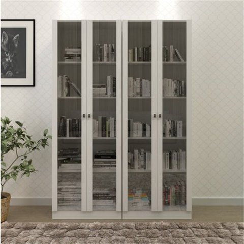 Kit 2 Armários para Escritório 2 Portas de Vidro ME4115 