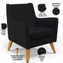 Ver imagem 4 de Kit 02 Poltronas Decorativas com Pés de Madeira Taroba D02 Veludo Preto B-300 - Lyam Decor