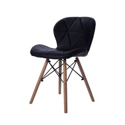 Cadeira Estofada Jantar Charles Eames Eiffel Slim Wood Confort Preto - 1