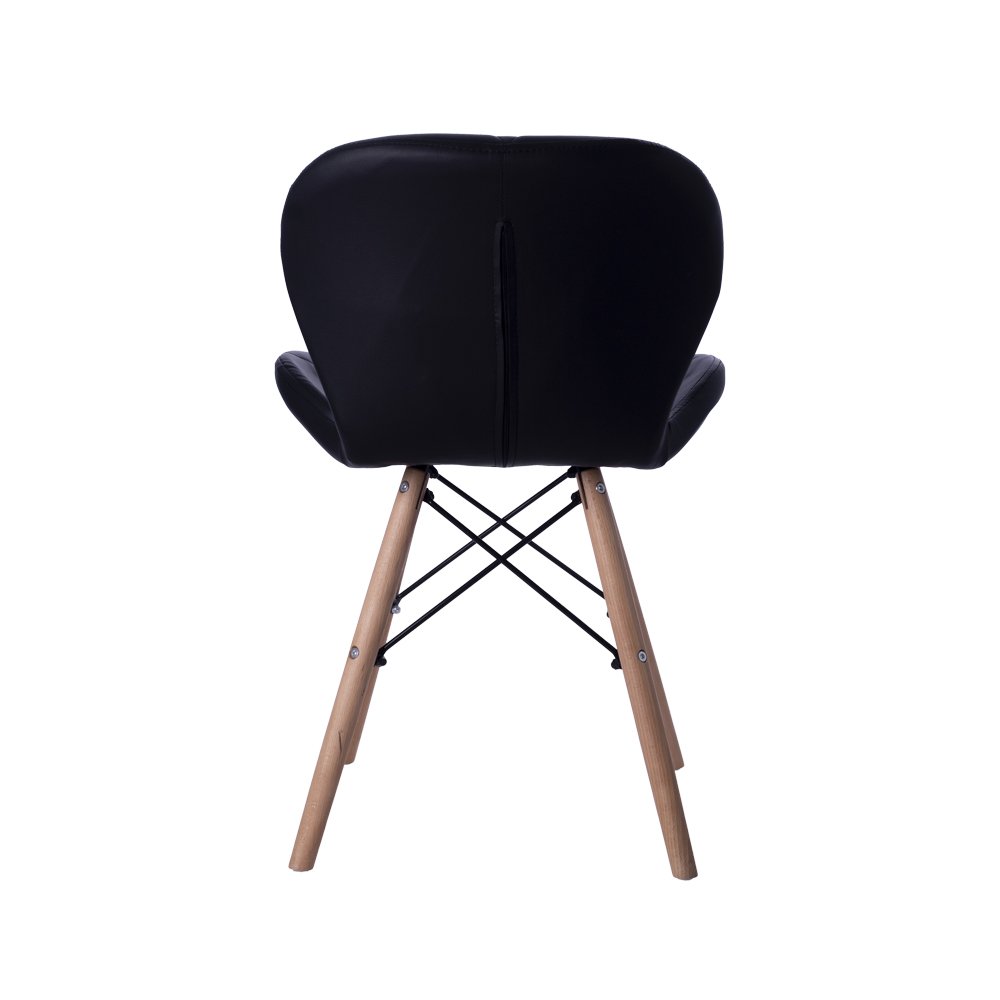 Cadeira Estofada Jantar Charles Eames Eiffel Slim Wood Confort Preto - 4