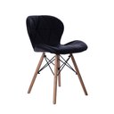 Ver imagem 3 de Cadeira Estofada Jantar Charles Eames Eiffel Slim Wood Confort Preto