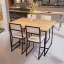 Ver imagem 1 de Conjunto Mesa de Jantar Retangular Pinus 4 Cadeiras Preta Riviera Industrial Don Castro Decor Rivier