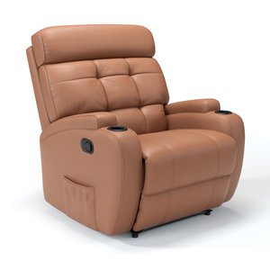 Poltrona do Papai Reclinável em Couro Cor Caramelo Reclinação Manual - Modelo Florença