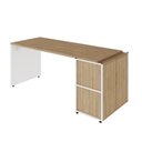Ver imagem 2 de Mesa para Escritório com Balcão e Armário Aéreo 2 Portas MDP Macadâmia com Branco F5