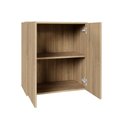 Ver imagem 3 de Mesa para Escritório com Balcão e Armário Aéreo 2 Portas MDP Macadâmia com Branco F5