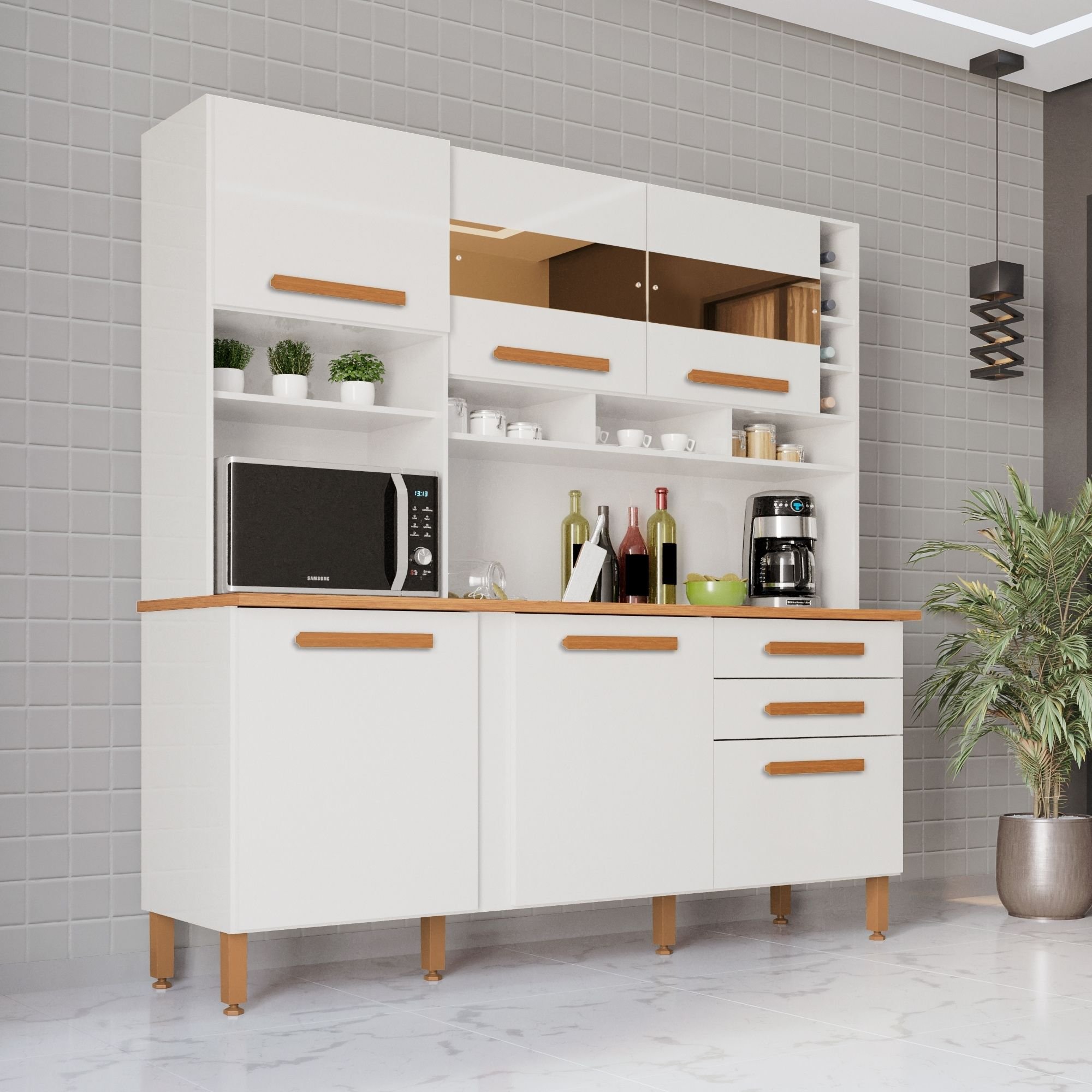 Armário de Cozinha 6 Portas 2 Gavetas Alexia Top | MadeiraMadeira