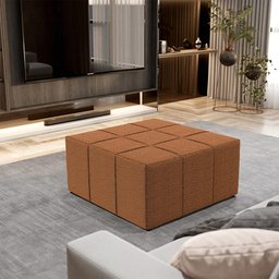 Puff Decorativo Para Sala de Estar Quadrado Milano 90x90cm W01 Bouclê Terracota - Lyam Decor - 2 Puff Decorativo Para Sala de Estar Quadrado Milano 90x90cm W01 Bouclê Terracota - Lyam Decor - 2