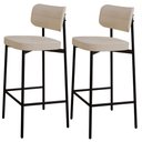 Ver imagem 1 de Kit 02 Banquetas Alta Bar Cozinha Sala de Jantar Aço Preto Kaira C01 Linho Areia - Lyam Decor