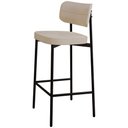 Ver imagem 3 de Kit 02 Banquetas Alta Bar Cozinha Sala de Jantar Aço Preto Kaira C01 Linho Areia - Lyam Decor