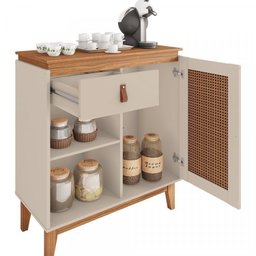 Kit 3 Peças Rack com Painel para TV até 60 Polegadas Retrô Safira e Aparador Rubi - 14
