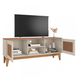 Kit 3 Peças Rack com Painel para TV até 60 Polegadas Retrô Safira e Aparador Rubi - 9