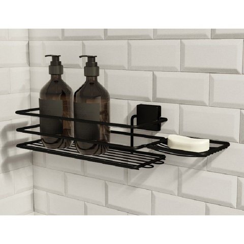 Porta Shampoo com Saboneteira - Linha Premium Decotec Preto