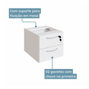 Ver imagem 5 de Gaveteiro Suspenso Cinza para Escritório 2 Gavetas com Chave Yescasa