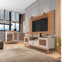 Ver imagem 1 de Kit 3 Peças Rack com Painel para TV até 60 Polegadas Retrô Esmeralda e Aparador Rubi