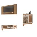 Ver imagem 2 de Kit 3 Peças Rack com Painel para TV até 60 Polegadas Retrô Esmeralda e Aparador Rubi
