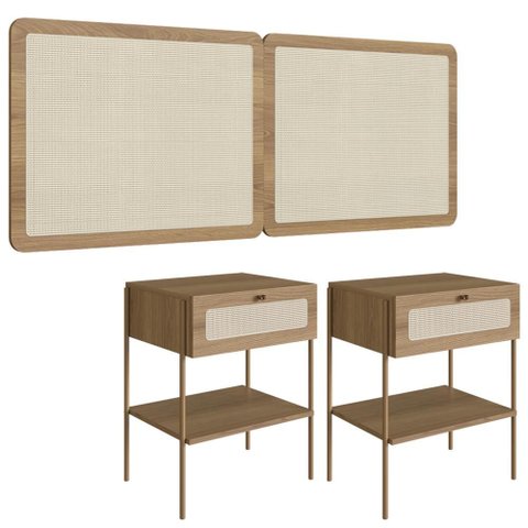 Cabeceira Casal e 2 Mesas Cabeceira Palinha 28977 Hanover Dourado Artesano