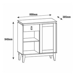Kit 3 Peças Rack com Painel para TV até 60 Polegadas Retrô Esmeralda e Aparador Rubi - 5