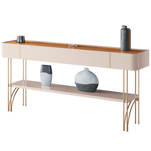 Aparador para Sala de Estar Pés de Aço Gianni H01 Off White/cinamomo - Mpozenato