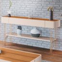 Ver imagem 2 de Aparador para Sala de Estar Pés de Aço Gianni H01 Off White/cinamomo - Mpozenato