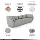 Ver imagem 3 de Sofá Bipartido Sala de Estar Diamond 212cm com Almofadas Soltas Linho Cinza Escuro G52 - Gran Belo
