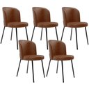 Ver imagem 1 de Kit 5 Cadeiras Sala de Jantar Estofada Gavi L02 Couríssimo Marrom - Lyam Decor