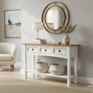 Aparador 3 Gavetas Madeira Maciça Branco