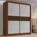 Ver imagem 1 de Guarda-Roupa MDF 2 Portas de Correr 3 Gavetas Ripado Milos Marrom/Castanho/Off White