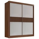 Ver imagem 2 de Guarda-Roupa MDF 2 Portas de Correr 3 Gavetas Ripado Milos Marrom/Castanho/Off White