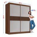 Ver imagem 3 de Guarda-Roupa MDF 2 Portas de Correr 3 Gavetas Ripado Milos Marrom/Castanho/Off White