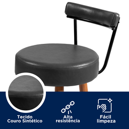 Kit 03 Banquetas Altas Napoles Preto - 4