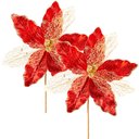 Ver imagem 1 de Kit 6 Flores Artificial Arranjo Enfeite Natal Vermelha 29cm
