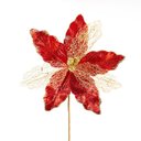 Ver imagem 3 de Kit 6 Flores Artificial Arranjo Enfeite Natal Vermelha 29cm