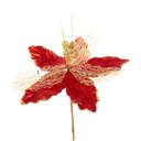 Ver imagem 2 de Kit 6 Flores Artificial Arranjo Enfeite Natal Vermelha 29cm