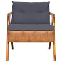 Ver imagem 3 de Poltrona Linho Moderna Laura Corino com Linho Pé Castanho - Cinza, Linho