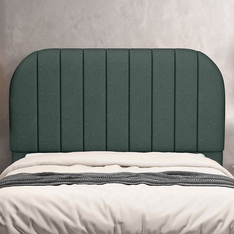Cabeceira Cama Box Casal Estofada Orgânica 140cm Alice W01 Linho Verde Musgo - Lyam Decor