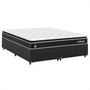Ver imagem 1 de Cama Box Queen Couro Preto + Colchão Life D33 Pillow Top Preto 56x158x198cm - e-Shop