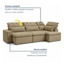 Ver imagem 7 de Sofá de Canto Reclinável 4 Lugares com Chaise 311x192cm Pés em Madeira Maciça Luxemburgo
