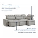 Ver imagem 6 de Sofá de Canto Reclinável 4 Lugares com Chaise 311x192cm Pés em Madeira Maciça Luxemburgo