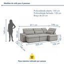 Ver imagem 3 de Sofá de Canto Reclinável 4 Lugares com Chaise 311x192cm Pés em Madeira Maciça Luxemburgo