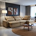Ver imagem 1 de Sofá de Canto Reclinável 4 Lugares com Chaise 331x192cm Pés em Madeira Maciça Luxemburgo