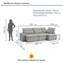 Ver imagem 3 de Sofá de Canto Reclinável 4 Lugares com Chaise 331x192cm Pés em Madeira Maciça Luxemburgo