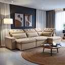Ver imagem 1 de Sofá de Canto Reclinável 4 Lugares com Chaise 331x192cm Pés em Madeira Maciça Luxemburgo