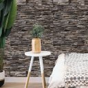 Ver imagem 2 de Papel de Parede Adesivo Pedras Filetes em Tons Marrom 15m