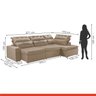 Sofá de Canto com Chaise 5 Lugares 371x192cm Luxemburgo - 5
