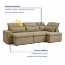 Ver imagem 5 de Sofá de Canto Reclinável 5 Lugares com Chaise 371x192cm Pés em Madeira Maciça Luxemburgo